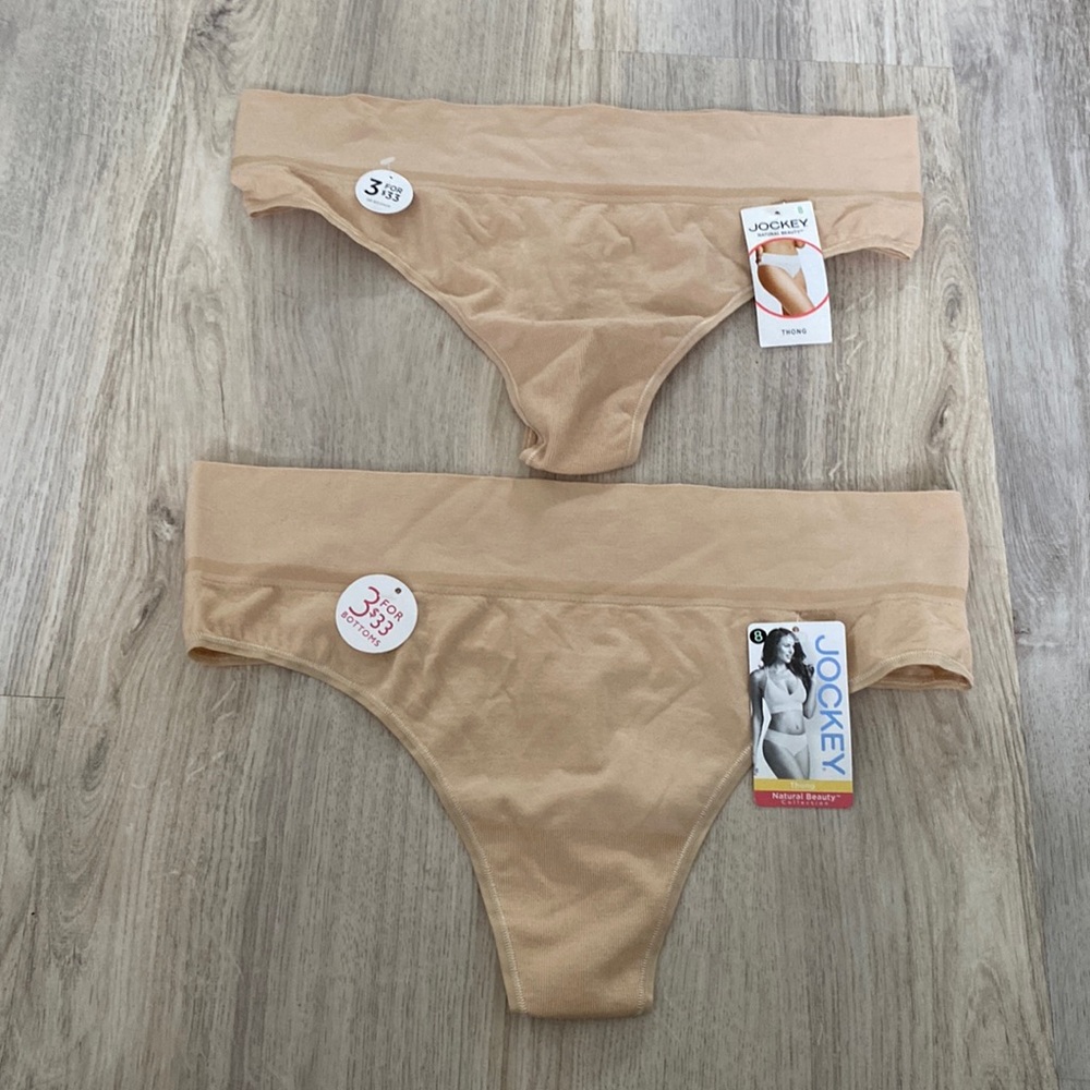 Set of 2 NWT Jockey Natural Beauty Collection thongs, size 8.